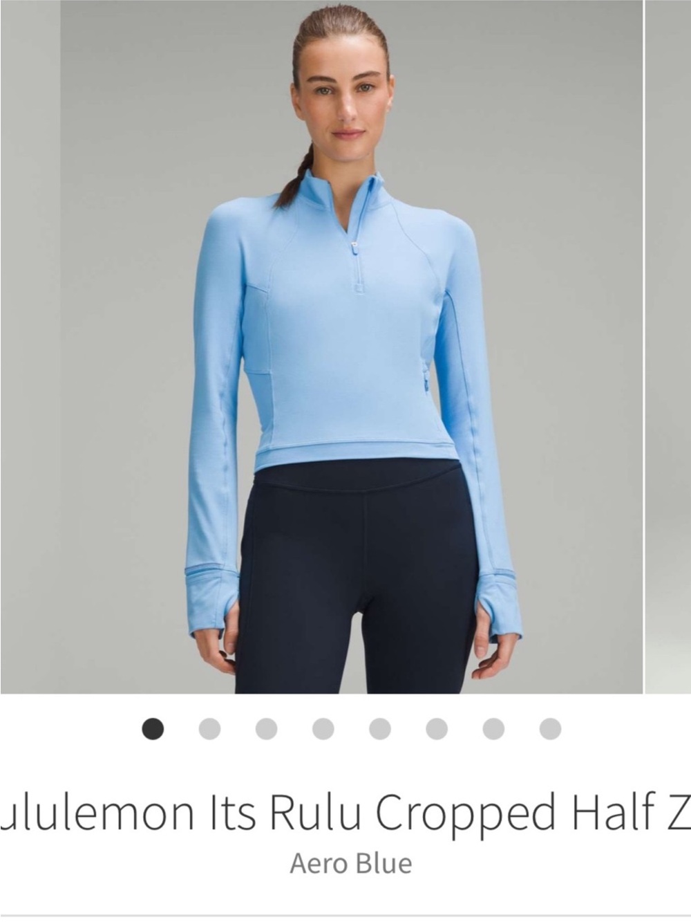 Lululemon It's Rulu Cropped Half Zip Jacket Aero Blue Sz 6